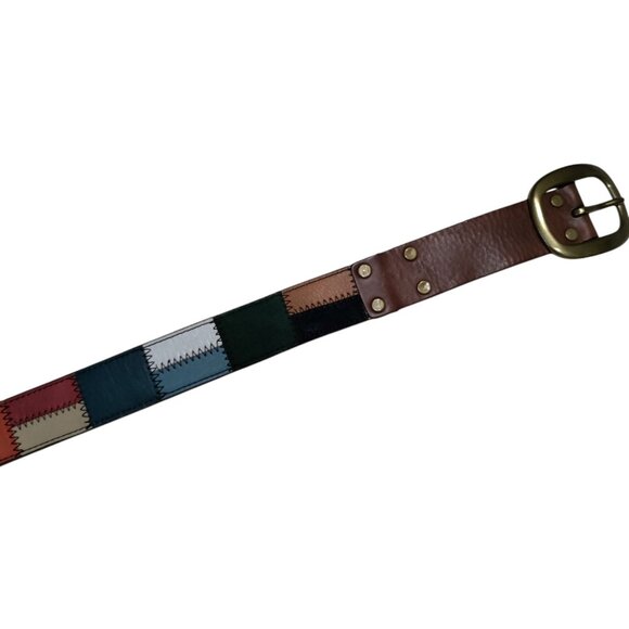 Lucky Brand Patchwork Multicolor Leather Bohemian Belt‎ Sz 28 - Picture 8 of 10
